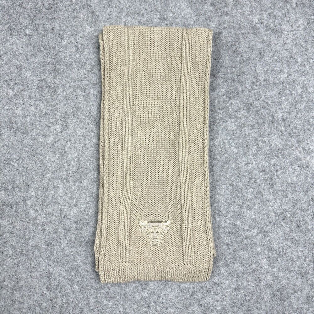 Chicago Bulls NBA Ultra Game Knit Scarf Tan Neutral Embroidered Logo Bull OSFM*